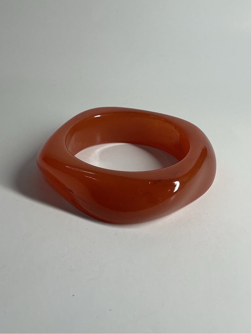 Polished Orange Resin Wave Bangle Bracelet
